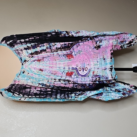 Belma New York Tie Dye Colorful Intricate Print Kimono Top Plus Size 1X/2X - Picture 1 of 9